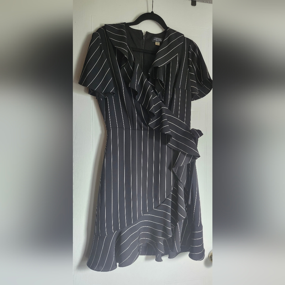 T Tahari Black and White Asymmetrical Dress